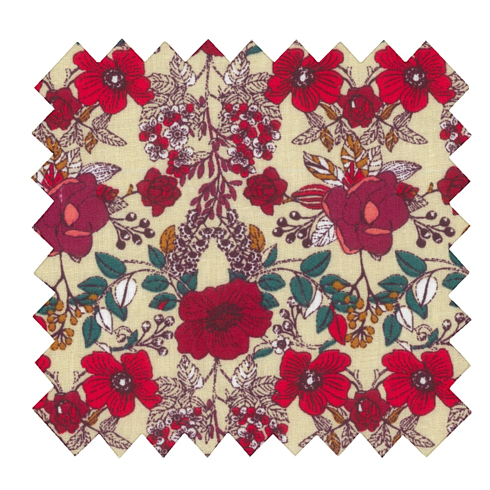 Tissu Coton Au Mètre Coquelicot Rouge