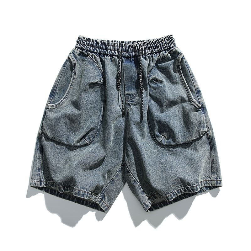 ROOSE - Mid-rise gewassen denim shorts