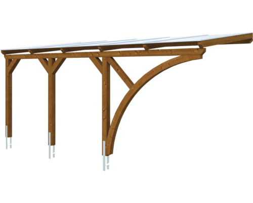 SKAN HOLZ Eifel enkele carport inclusief 1 inrijboog, paalankers 300 x 541 cm notenhout
