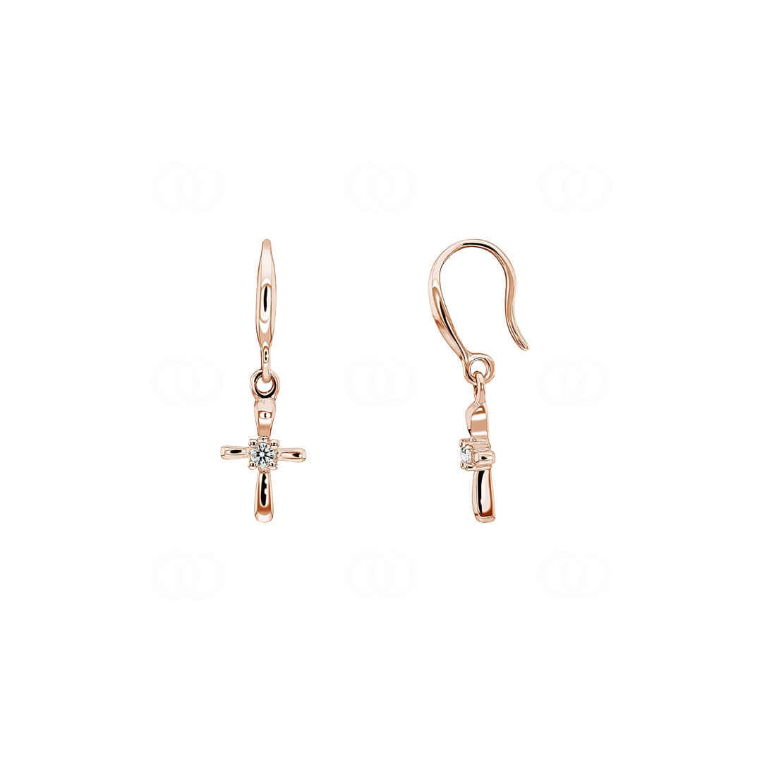 Ohrhänger 750/18 K Roségold Kreuz mit Diamanten 0.04 ct H/si