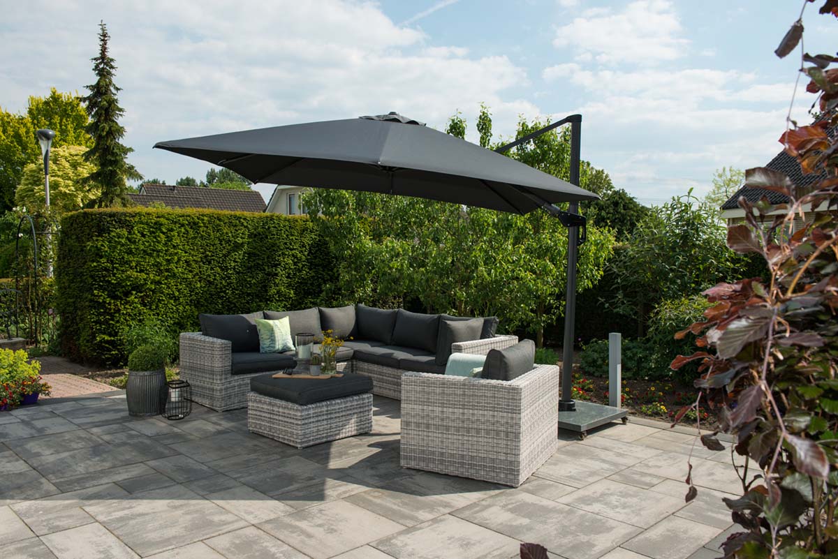 Garden Impressions Hawaii zweefparasol 300x300 c. black - zand