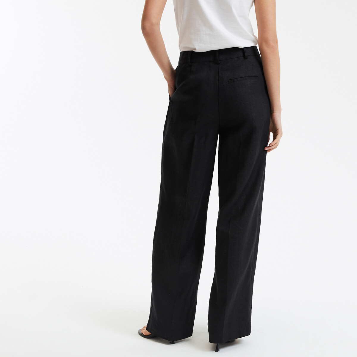COLEÇÕES LA REDOUTE<br>Calças largas de linho, modelo Signature JOSEPHA
