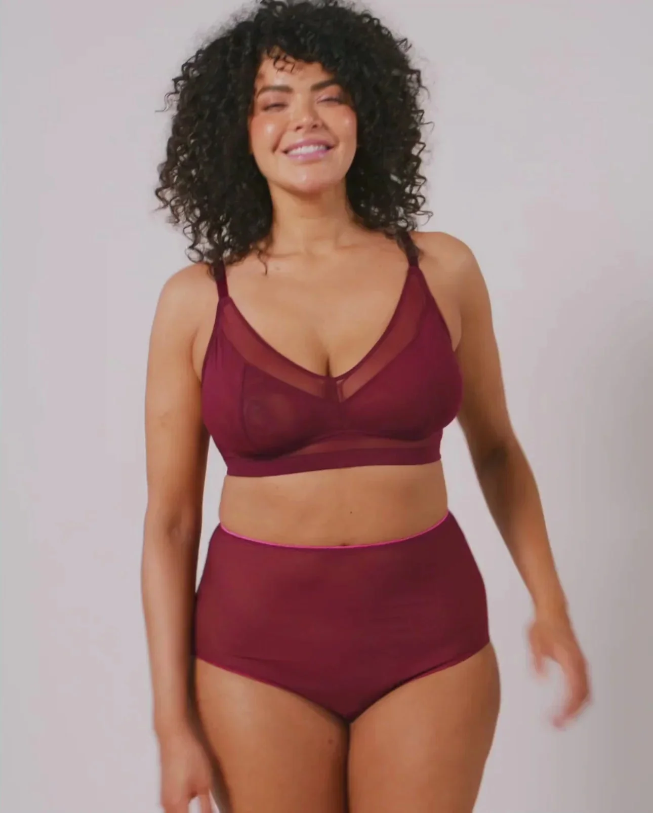 Understatement Underwear Mesh Highwaist Briefs burgundy neon pink