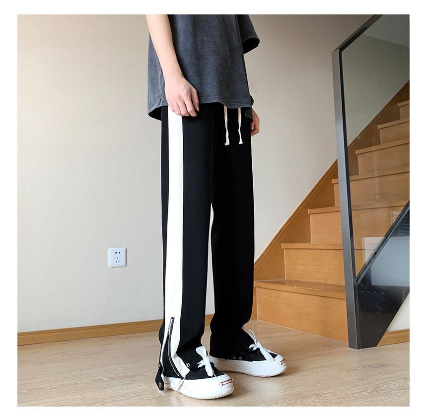 POSI - Tweekleurige joggingbroek met rechte pijpen en rits