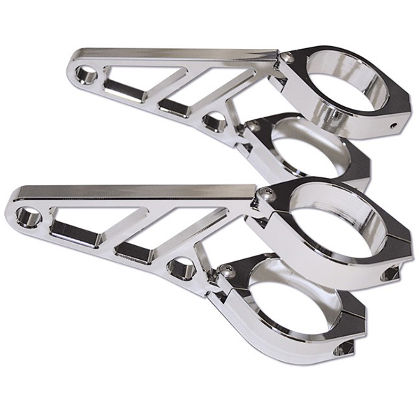 Highsider - Support de Phare CNC Alu - Diamètre fourche 42-43 mm Chrome