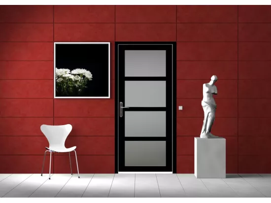 Bloc Porte Telia Noir Vitrée H204 X L73 Poussant Droite Côtes Tableau +poignée Gd Menuiseries