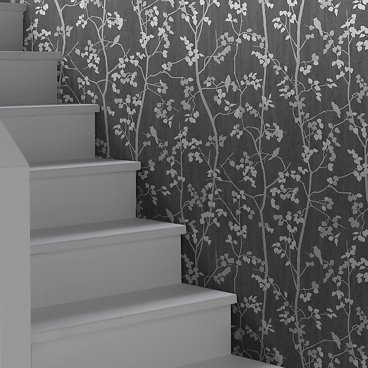 Papier peint vinyle sur intissé GoodHome Bromus gris anthracite