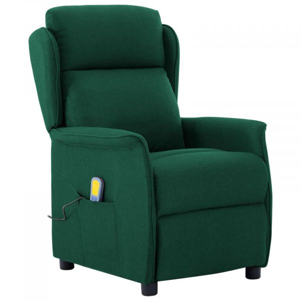 vidaXL Cadeira de Massagem Verde Escuro em Tecido - 3825265240