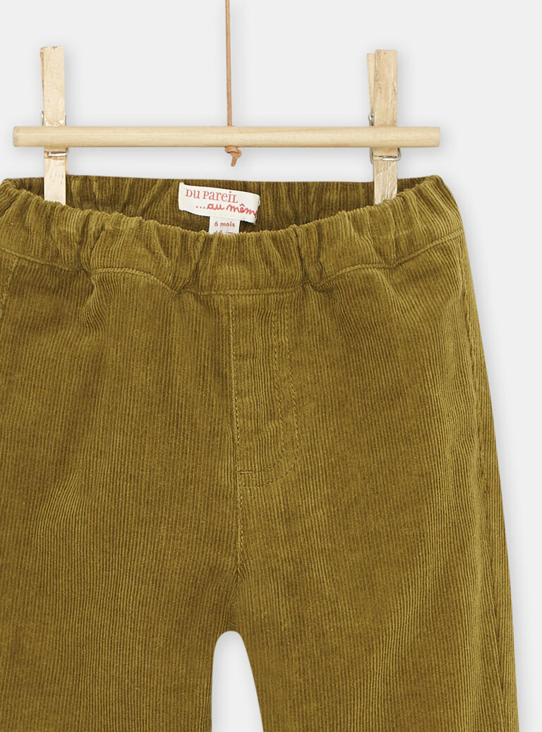 Pantalon en velours vert olive bébé garçon