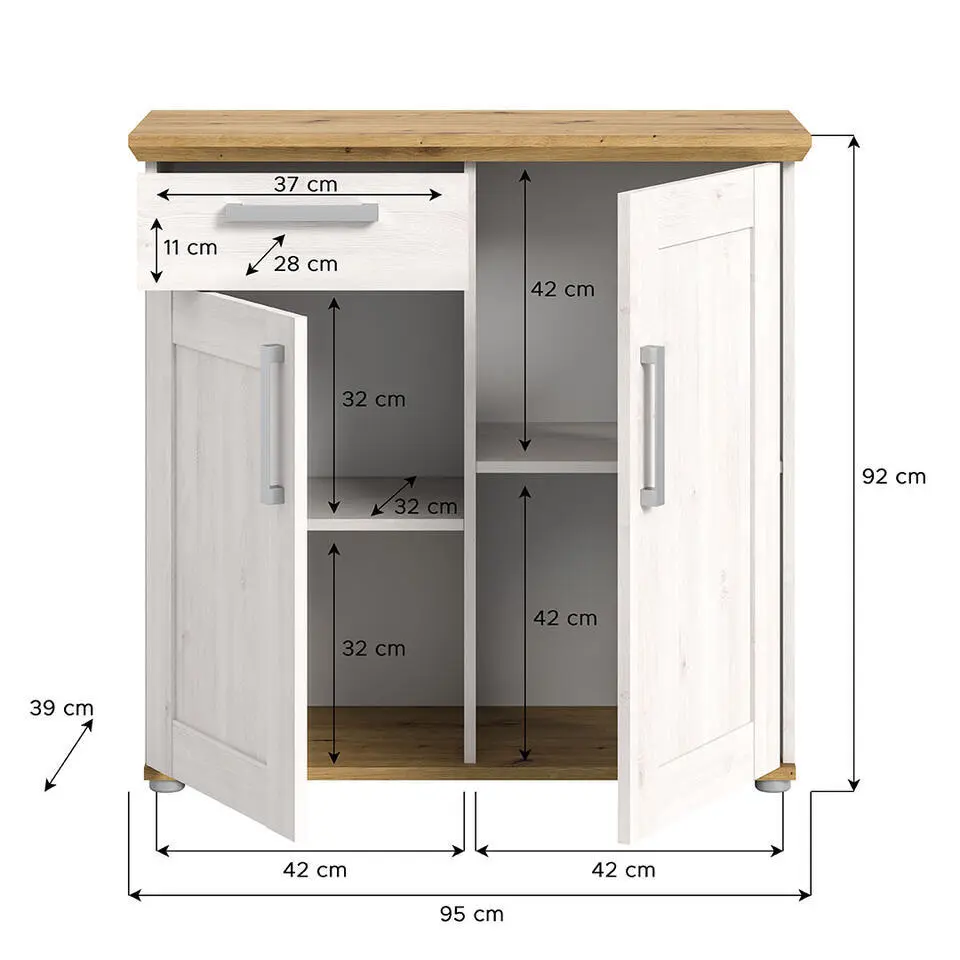 Hioshop Verona dressoir 1 lade 2 deuren lariks decor