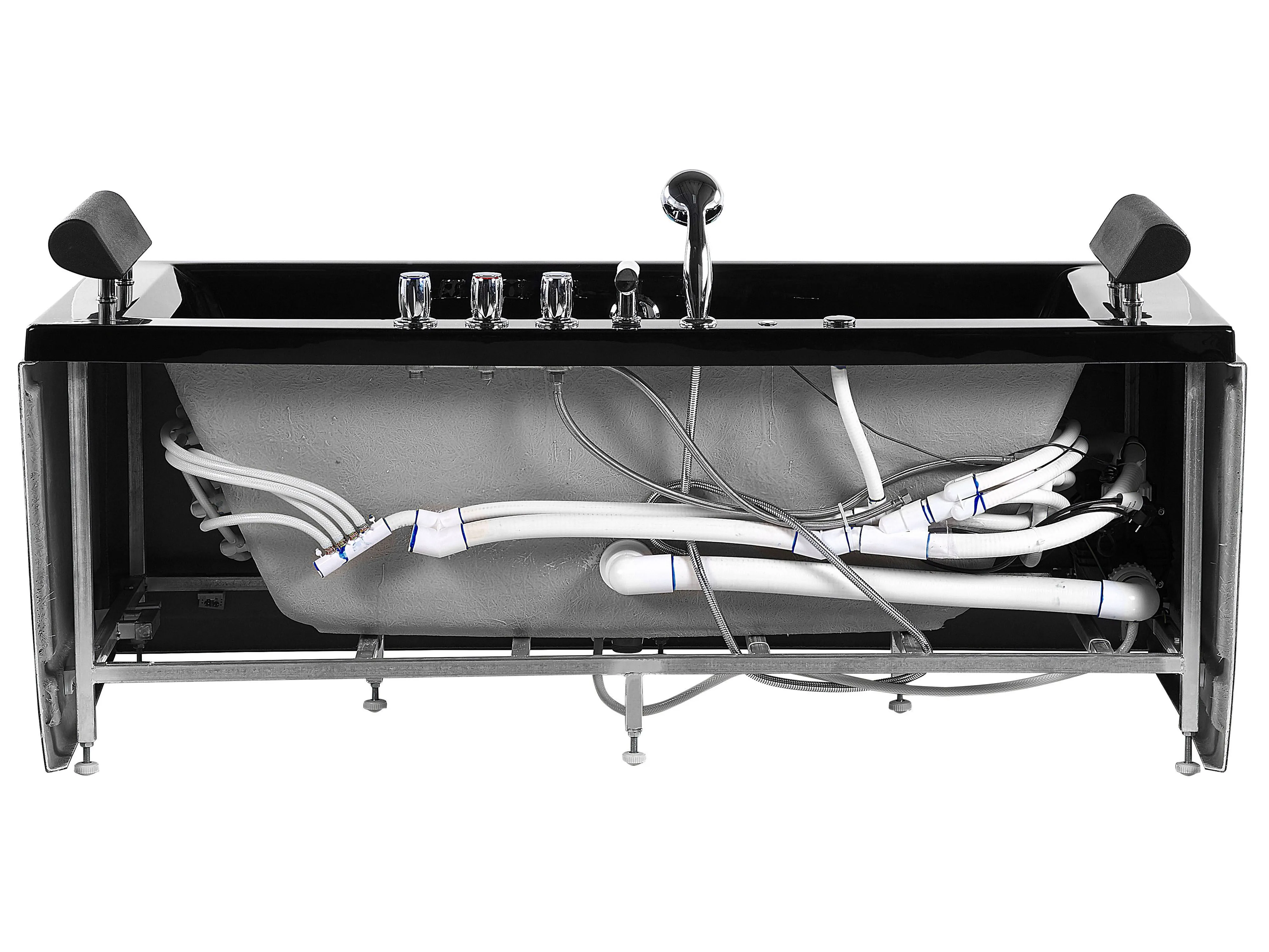 Hoek bubbelbad met LED MONTEGO 172 x 83 cm Zwart