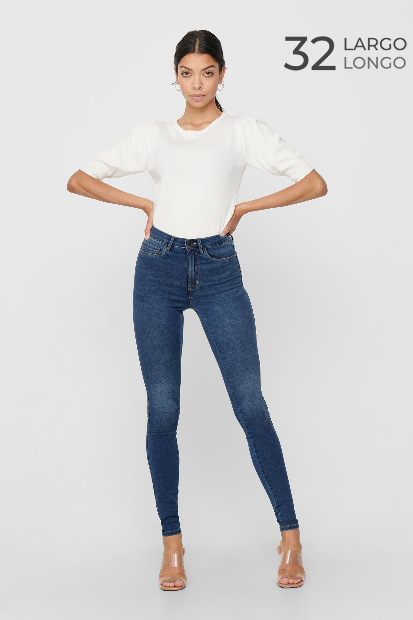 Calça jeans skinny de cintura alta