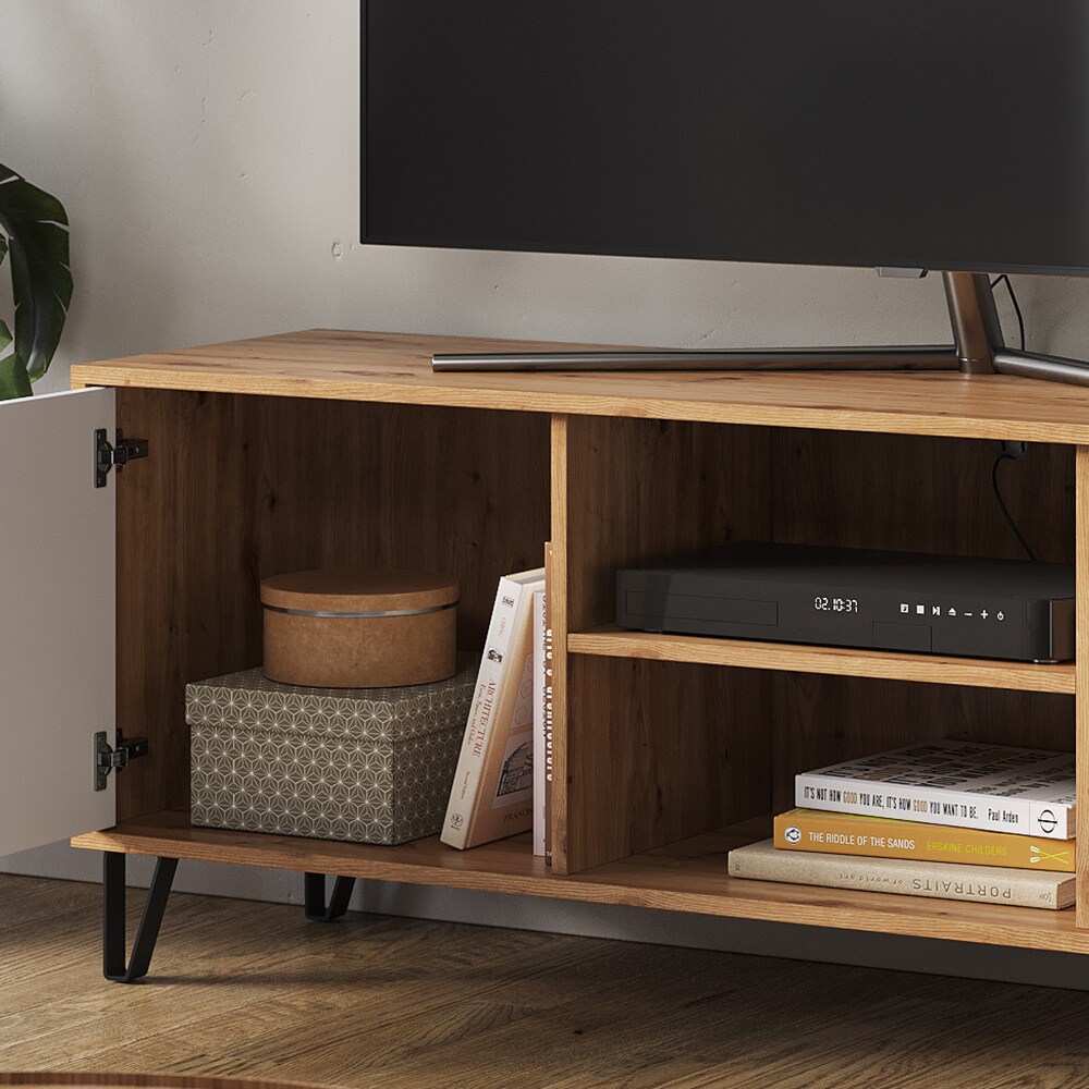 Vicco TV-Lowboard Nizza, Artisan-Weiß, 150 x 55,2 cm, Fernsehtisch mit 2 Türen