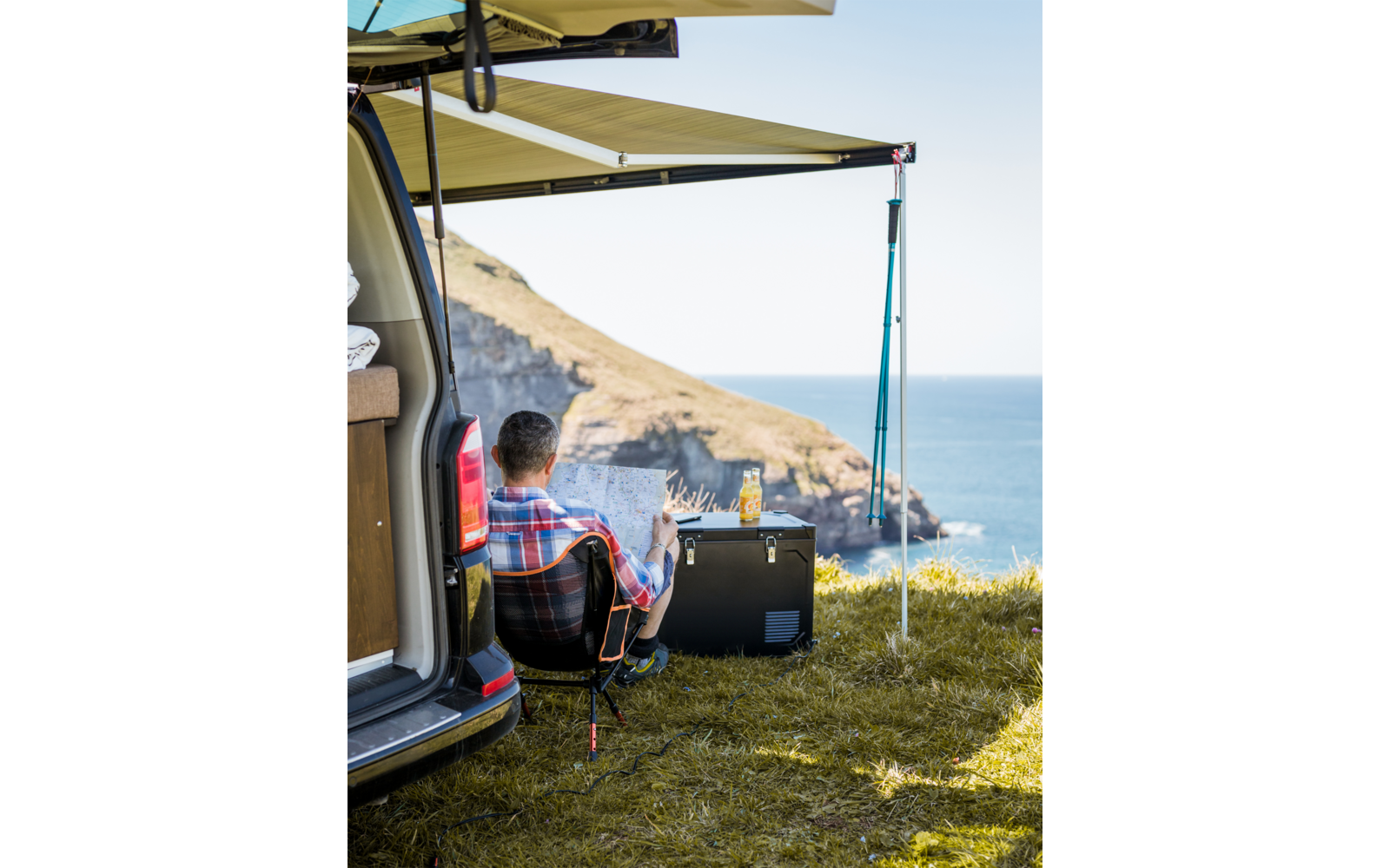 Fiamma Wandmarkise F45s 300 cm für VW T5 / T6 / Multivan / Transporter Langer Radstand Linkslenker (Deep Black / Royal Grey)