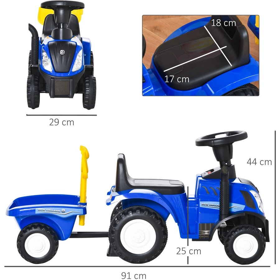 HOMCOM Rutscheauto mit Anhänger und Zubehör blau