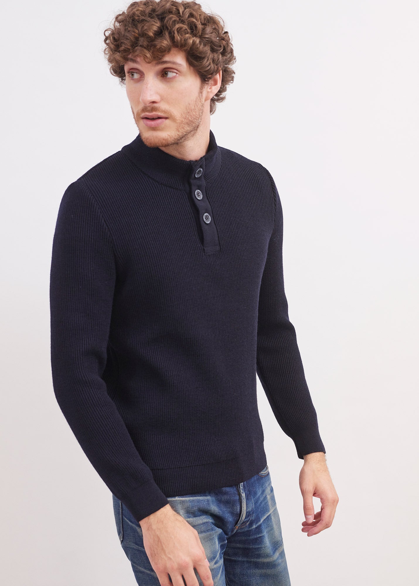 Pull col montant boutonné Bourboule