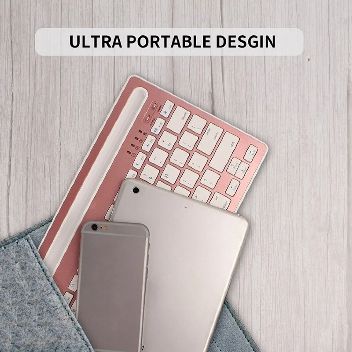Universal Clavier sans fil pour iPad et PC - Rose