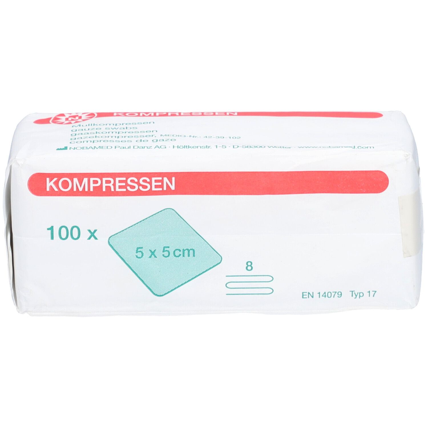 NOBA Mullkompressen unsteril 8- lagig 5 x 5 cm