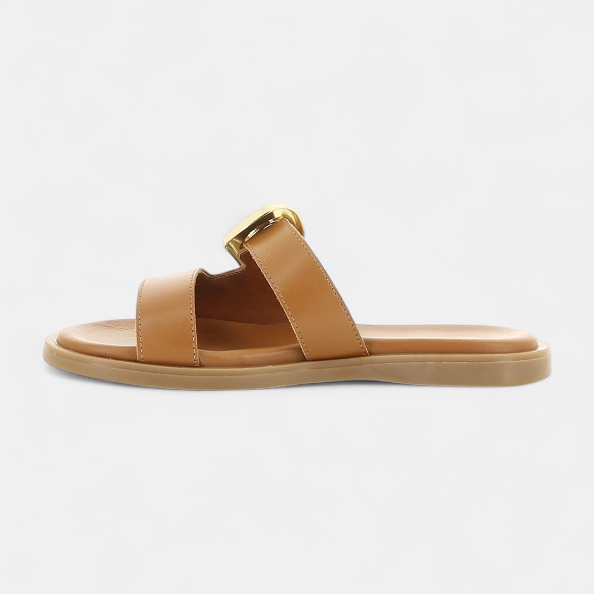 Mules Femme en cuir cognac