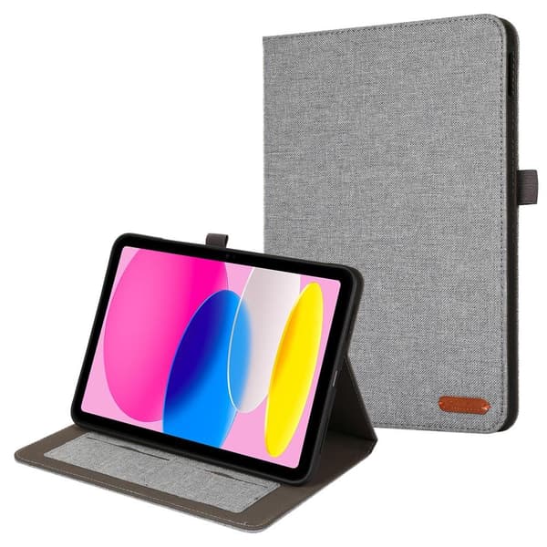 Apple iPad 10.9 2022 Sammenleggbart deksel Kortholder Stofftekstur - Grå