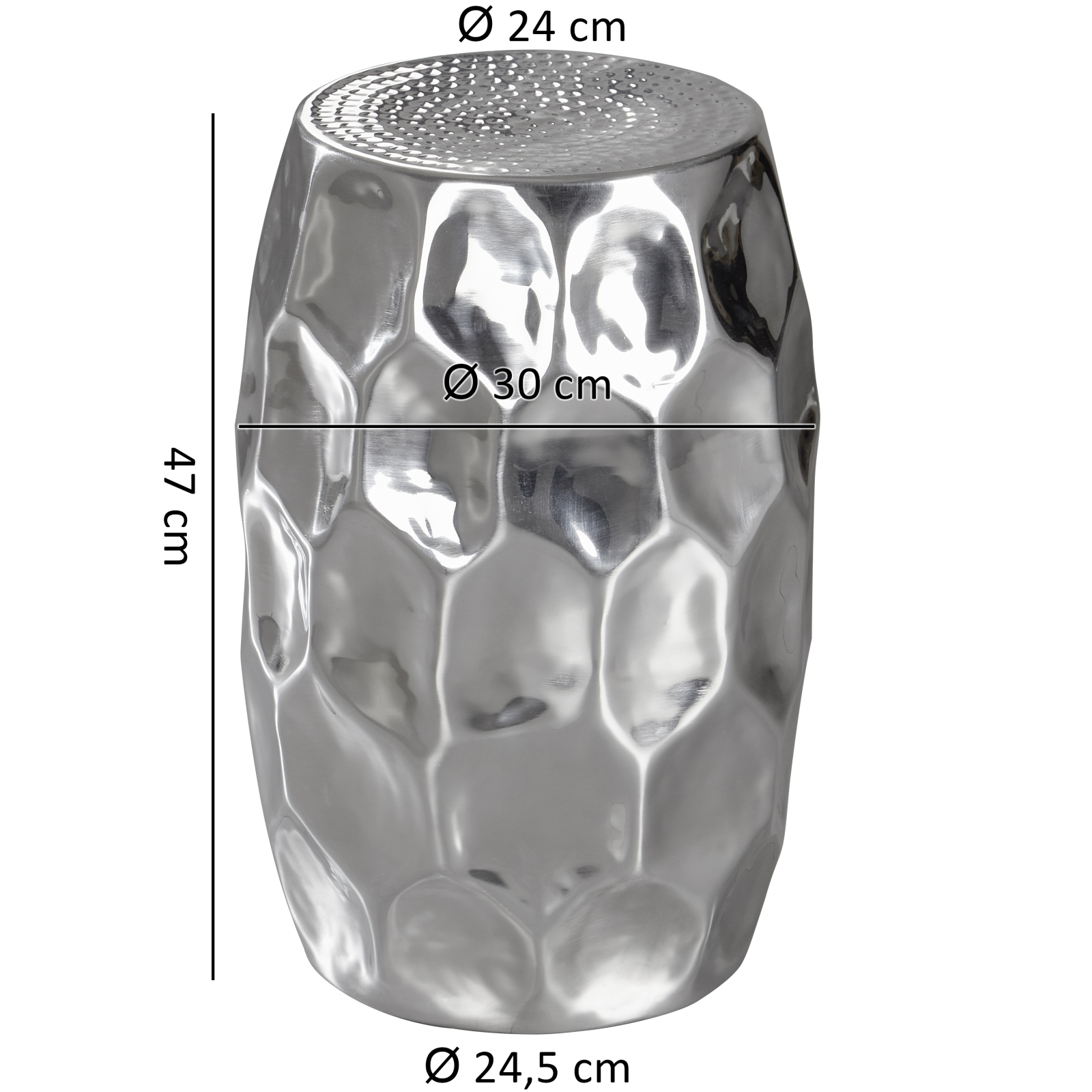 Beistelltisch - silberfarben - Aluminium - 47 cm hoch