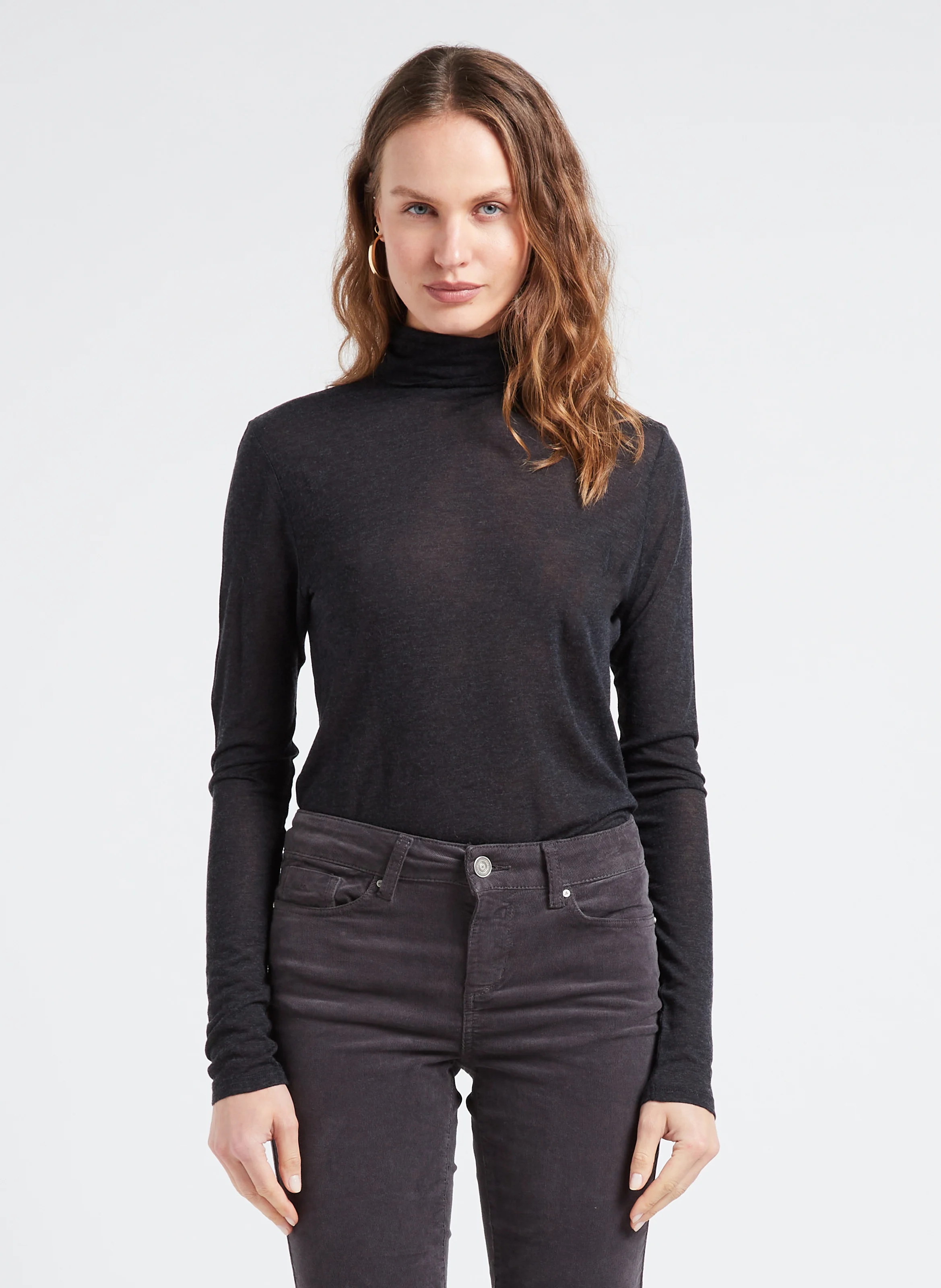 TAKILA - Tee-shirt col roulé en coton et en laine mélangés | Noir