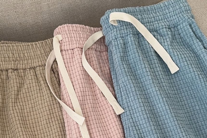 Glotto - Hoge taille wafelbroek met wijde pijpen