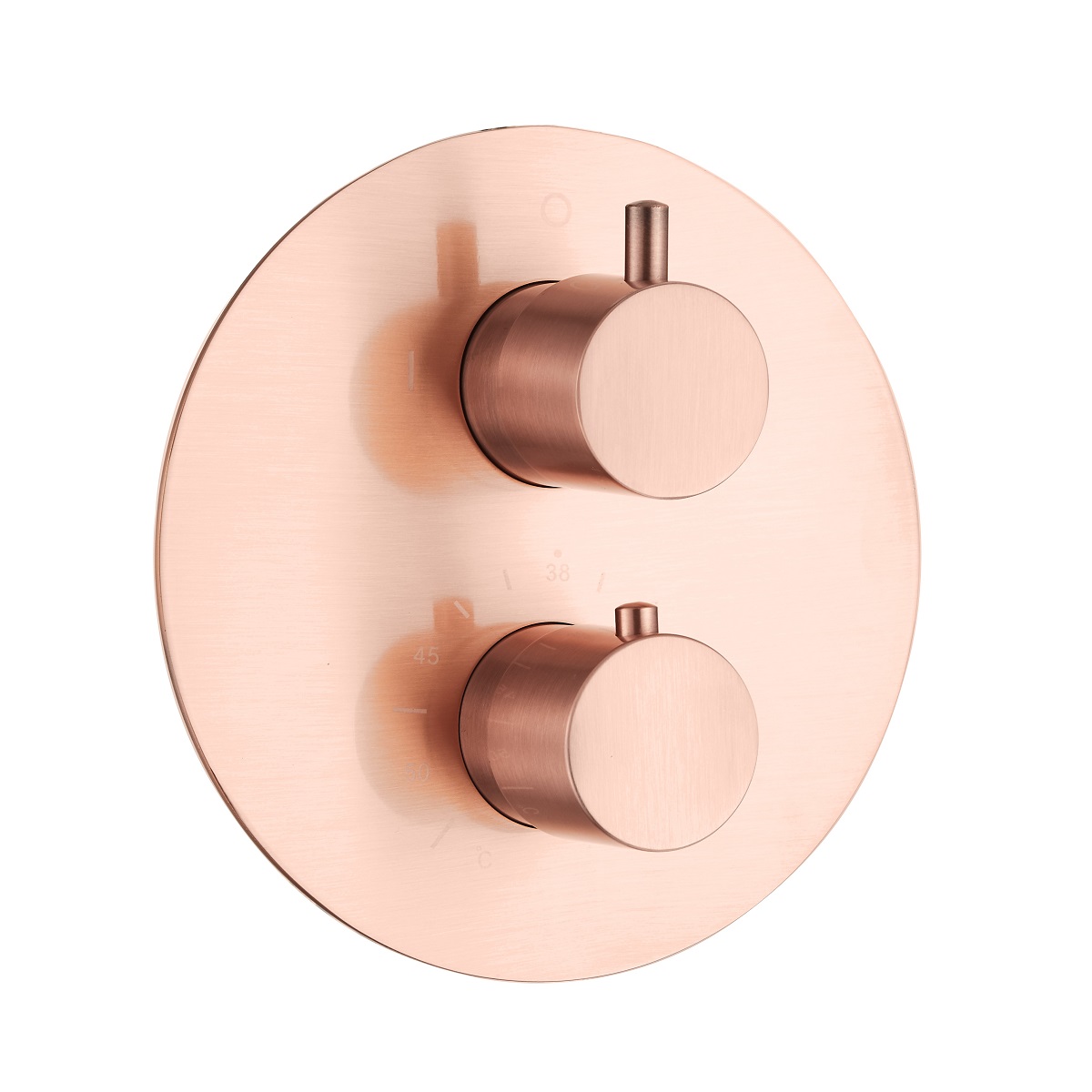Saniclear Copper inbouw regendouche rond met 20cm hoofddouche en muurarm geborsteld koper