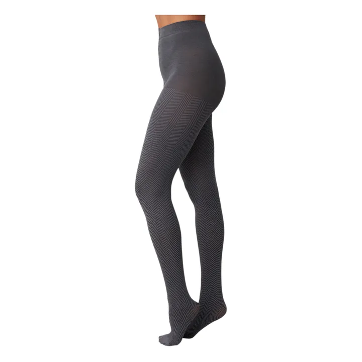 Swedish Stockings Collants Hedda Chevron Coton Bio | Noir