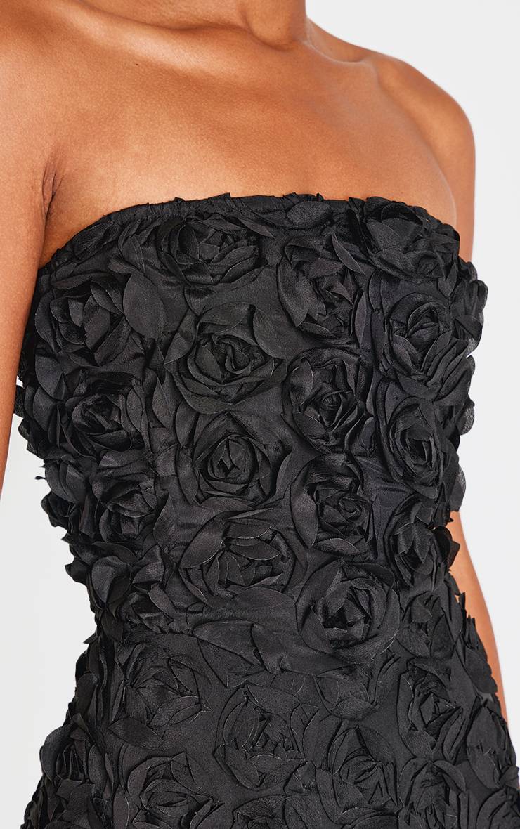 Noir Robe Patineuse À Volants Floraux