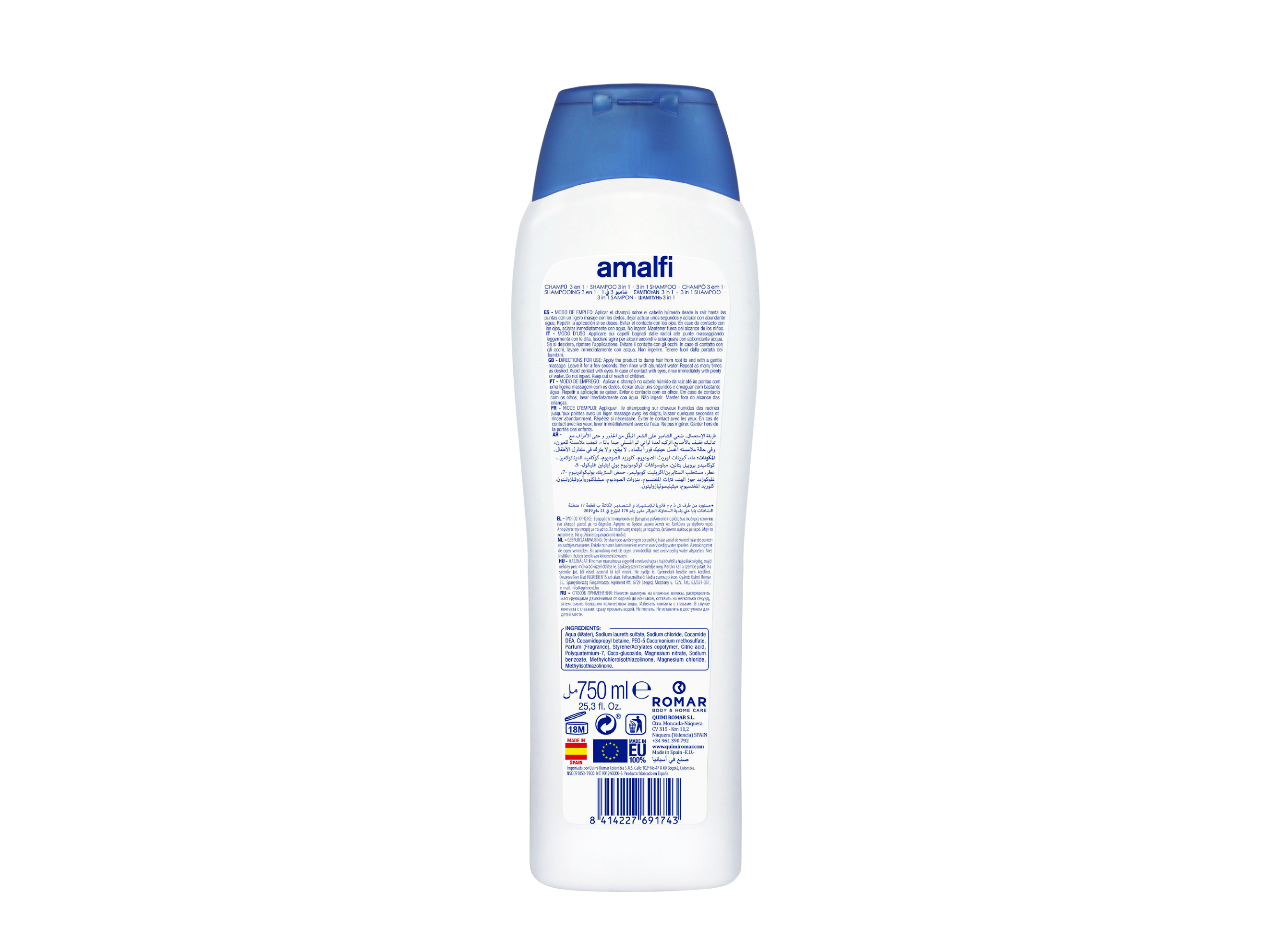 CHAMPÔ AMALFI SUAVIZANTE 3EM1 750ML