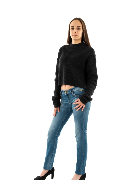 Sweat calvin klein jeans logo intarsia beh black