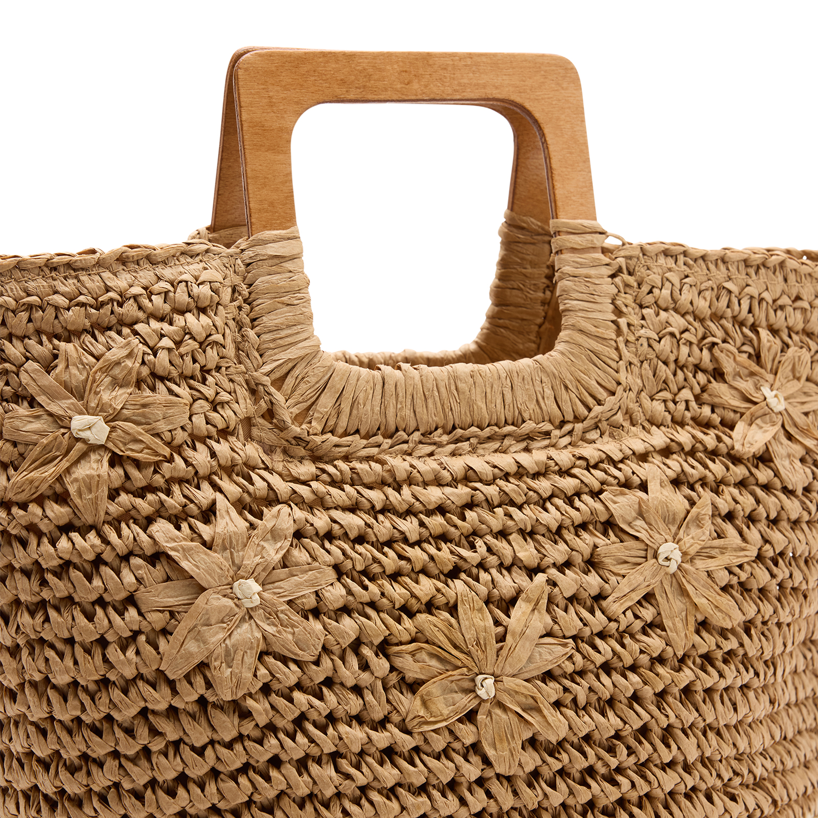 Beige raffia handtas