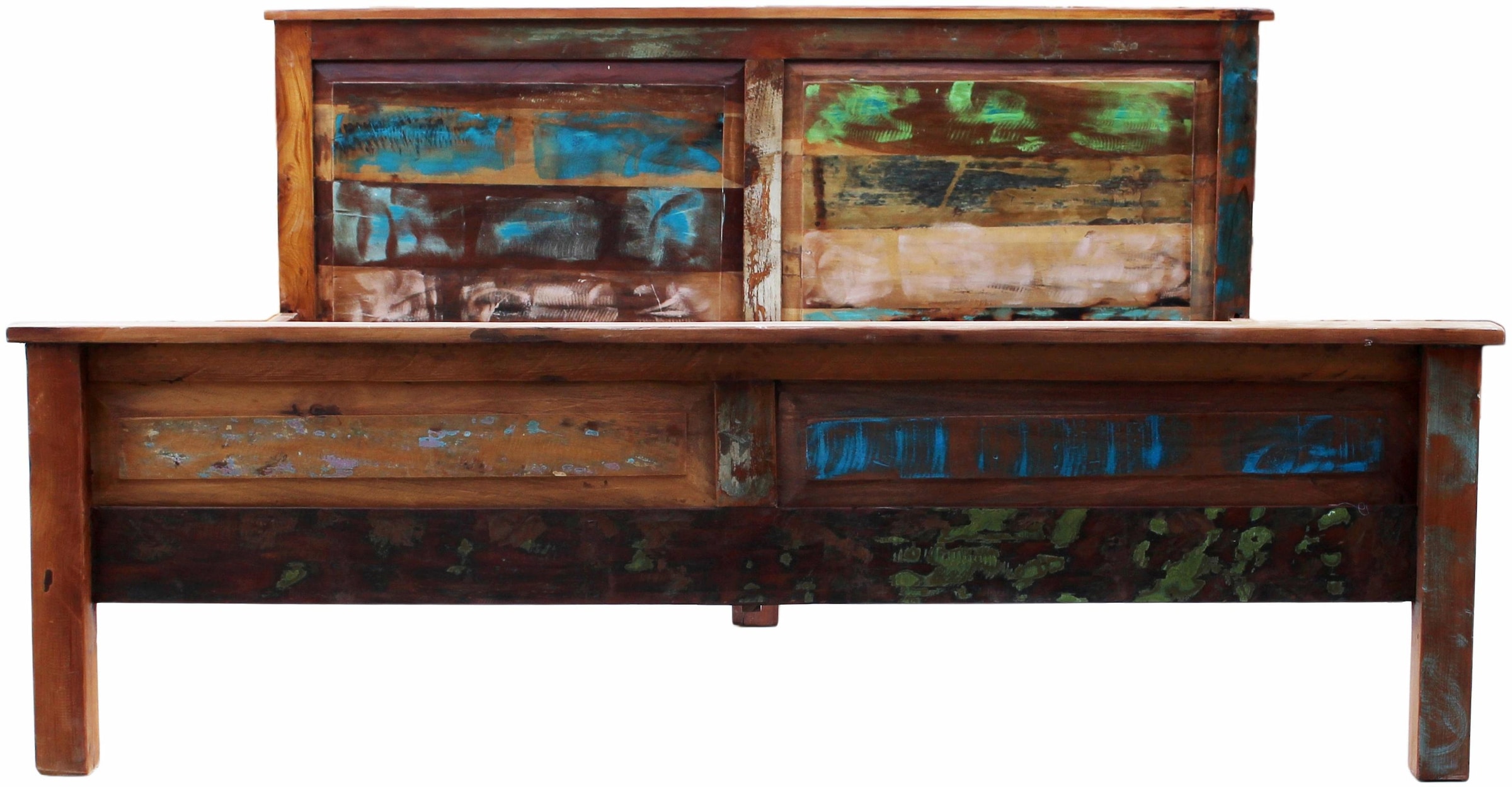 SIT Massivholzbett »Riverboat« aus recyceltem Altholz, Shabby Chic, Vintage
