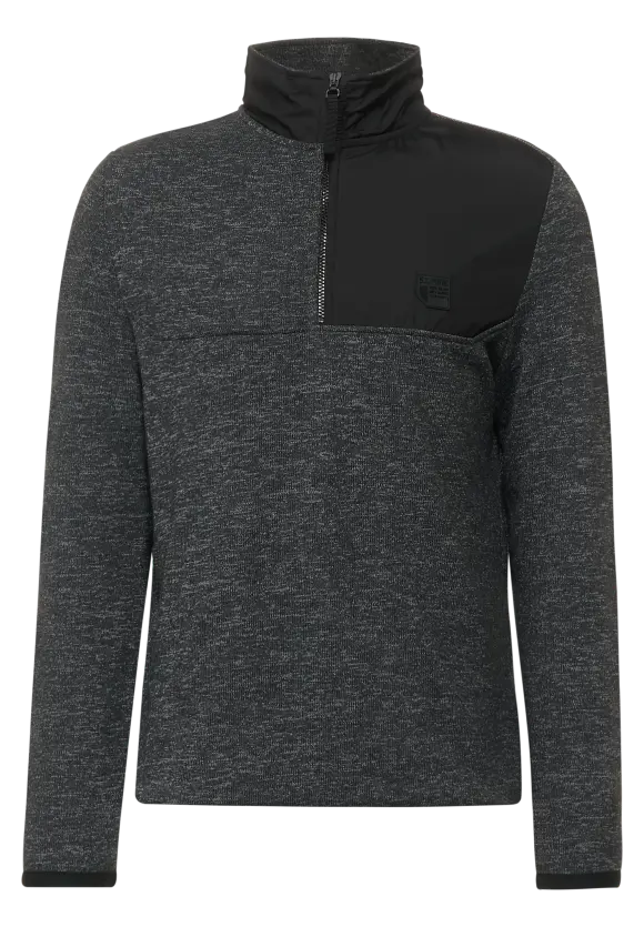 Troyer im Materialmix - storm grey melange