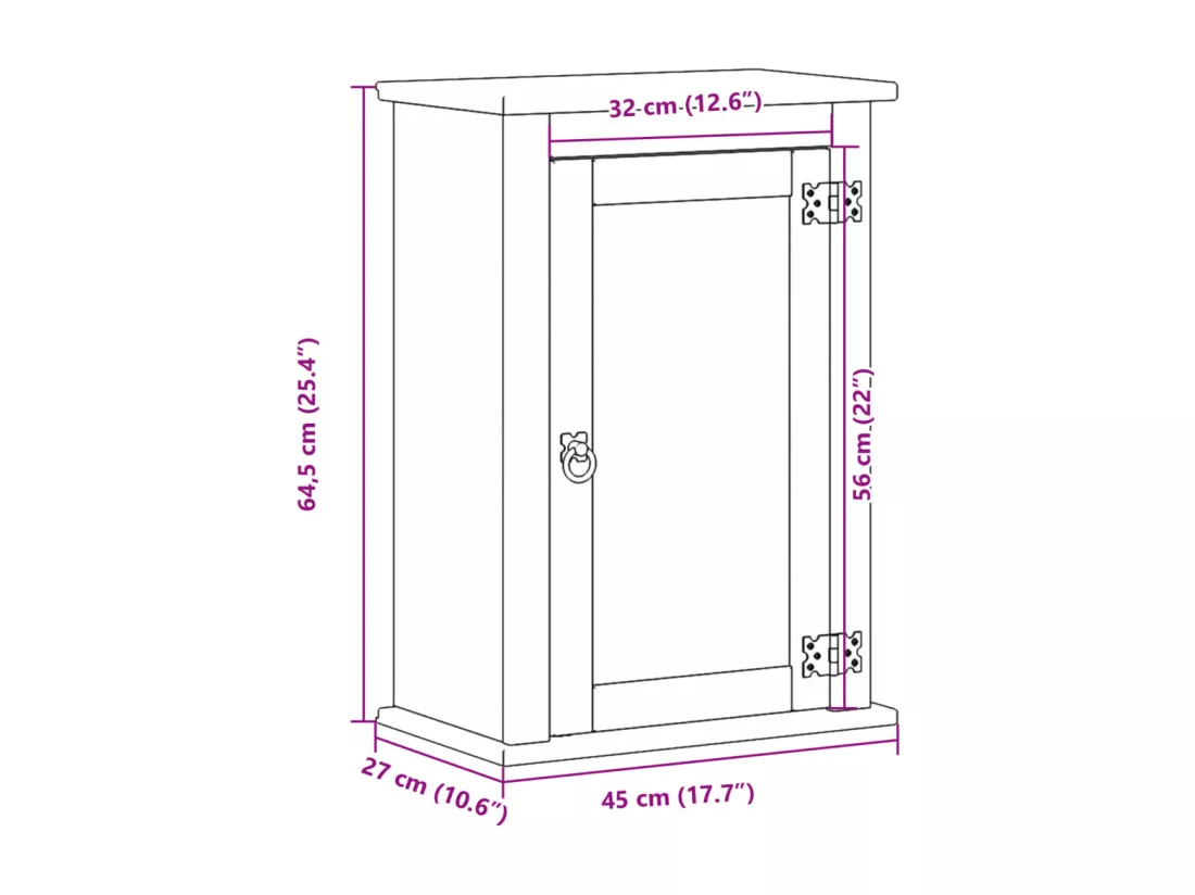 Armoire murale de salle de bain Corona bois de pin massif