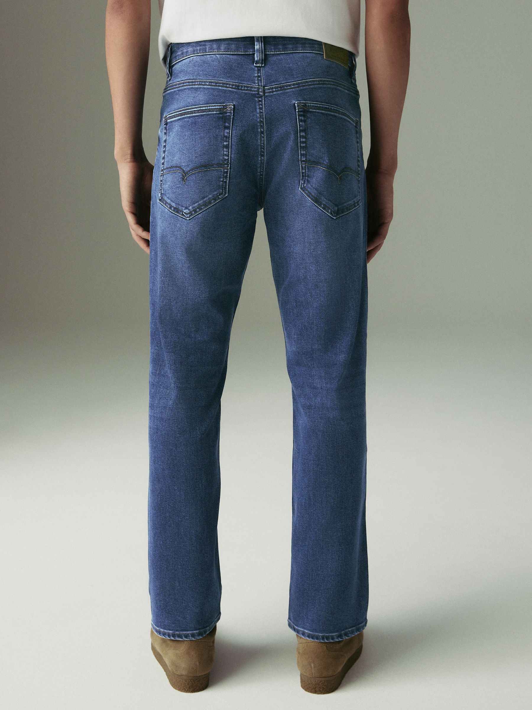 Mediumblauw - Straight fit - Motionflex jeans