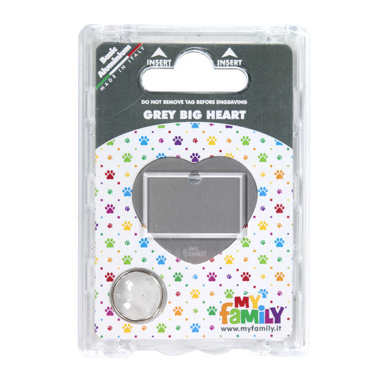 Médaille MyFamily Basic, en aluminium - Grand cœur, gris