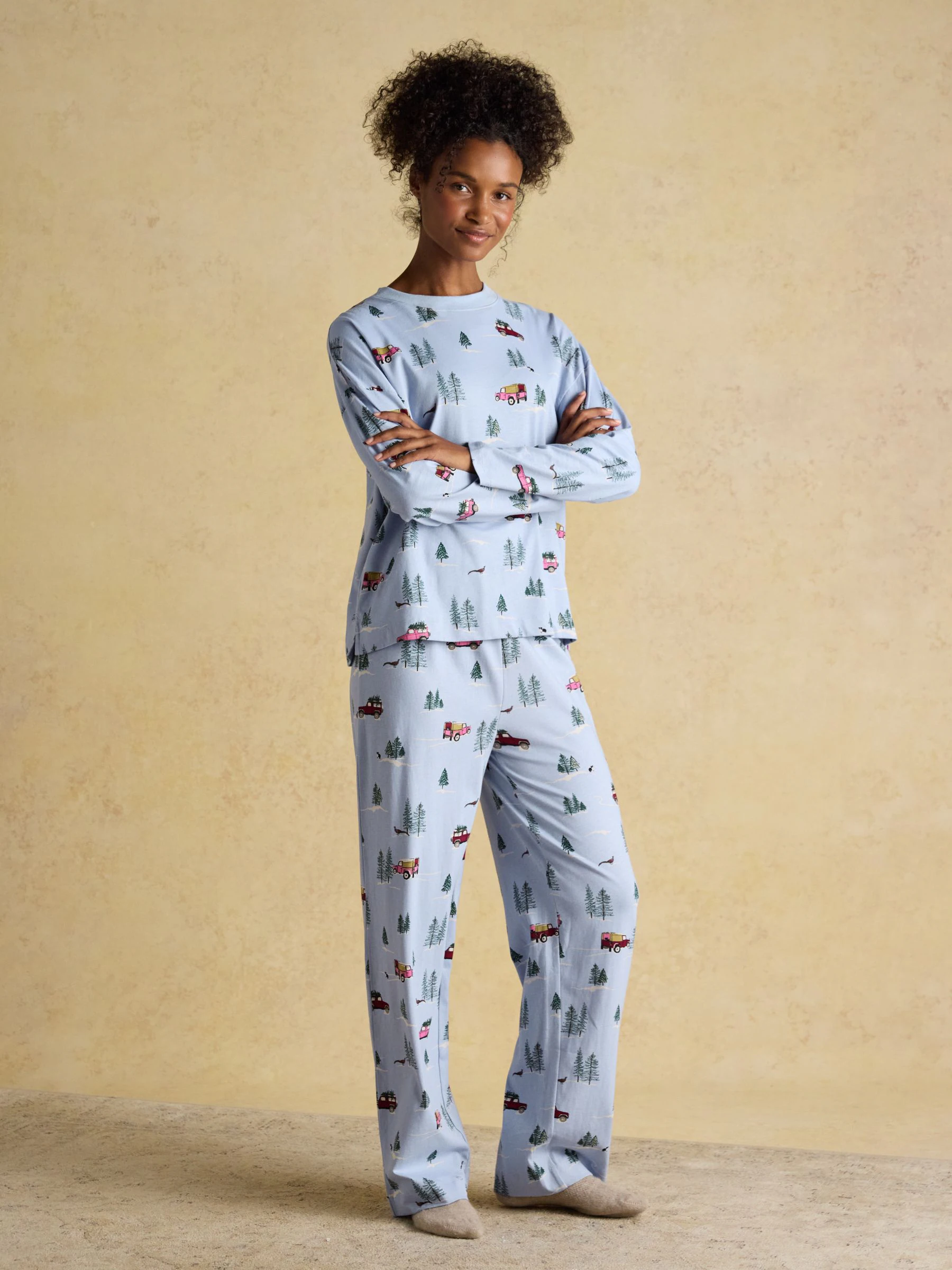 Blue 4x4 - Joules Lyla Long Sleeve Jersey Cotton Pyjama Set