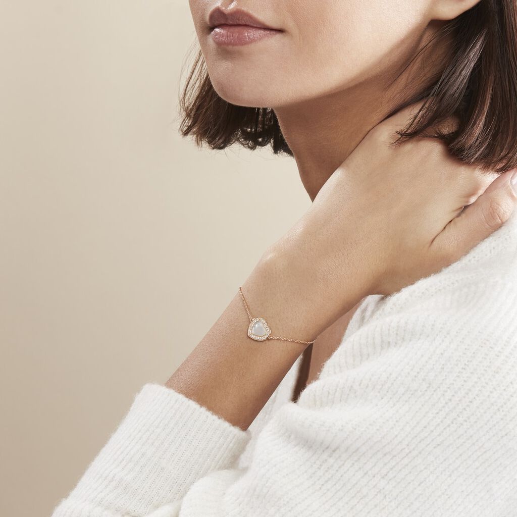 Bracelet Plaqué Or Jaune Aludra Nacre Oxydes De Zirconium