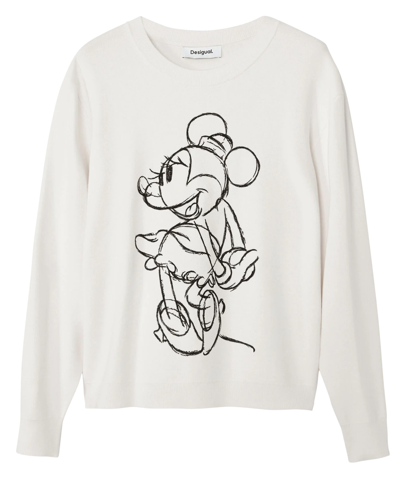 Pull col rond imprimé | Blanc