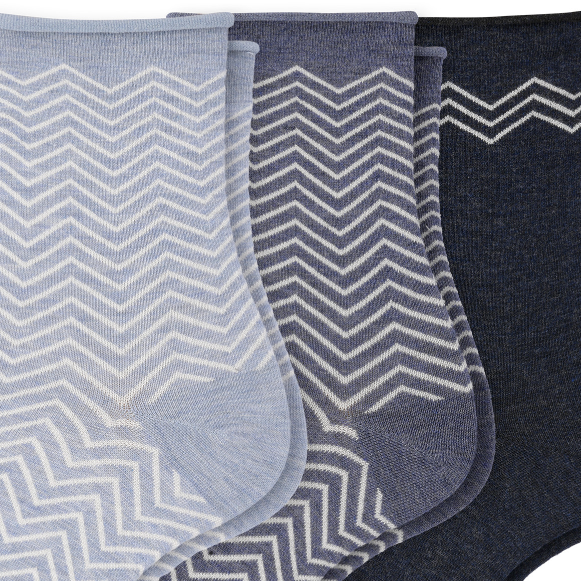 Gina Benotti 3 Paar Damen Socken mit Viskose hellblau / blaugrau / dunkelblau