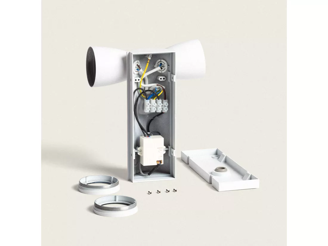 Applique Murale Extérieure Aluminium avec Détecteur de Mouvement Abel Deux Spots Blanc