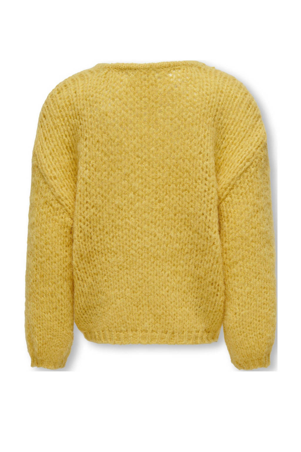 ONLY grofgebreide trui KOGNEWNORDIC LIFE LS O-NECK KNT van polyester maisgeel