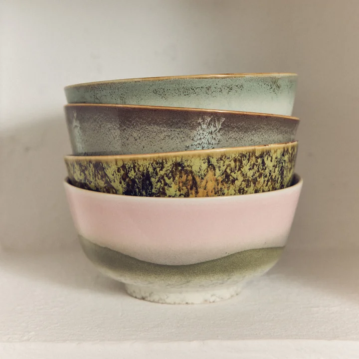 HKliving - 70's Schalen Curry, 21,7 x 21 cm, mist (2er-Set)