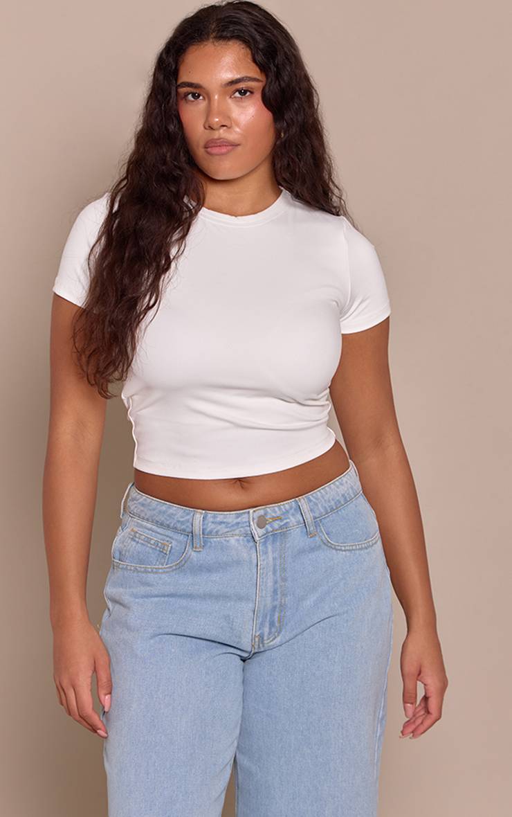 Blanc T-shirt Shape À Manches Courtes Sculptant Avec Soutien-gorge Intégré