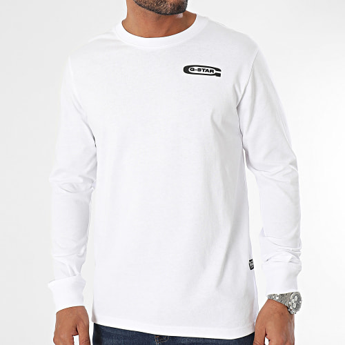 Tee Shirt Manches Longues Old School Chest D23875-C336 Blanc