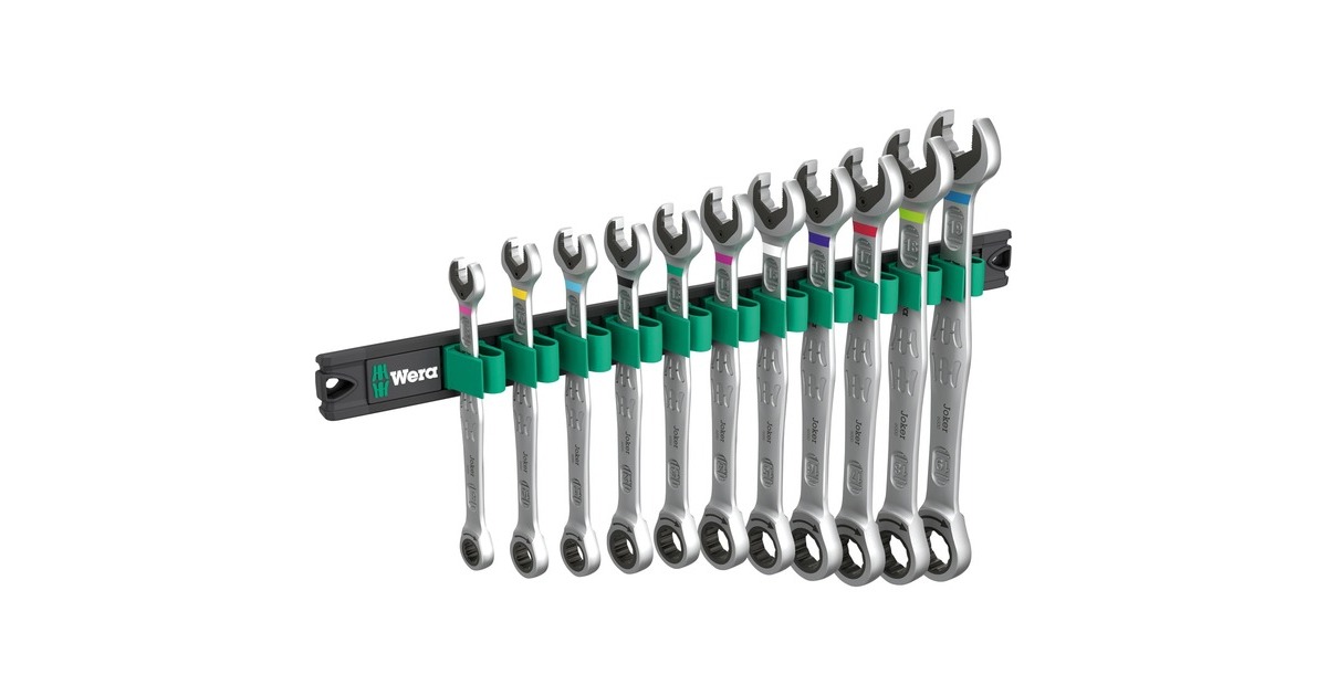 Wera9630 Magneetstrip 6000 Joker 1 steek-ringratelsleutelset moersleutel  (11‑delig)