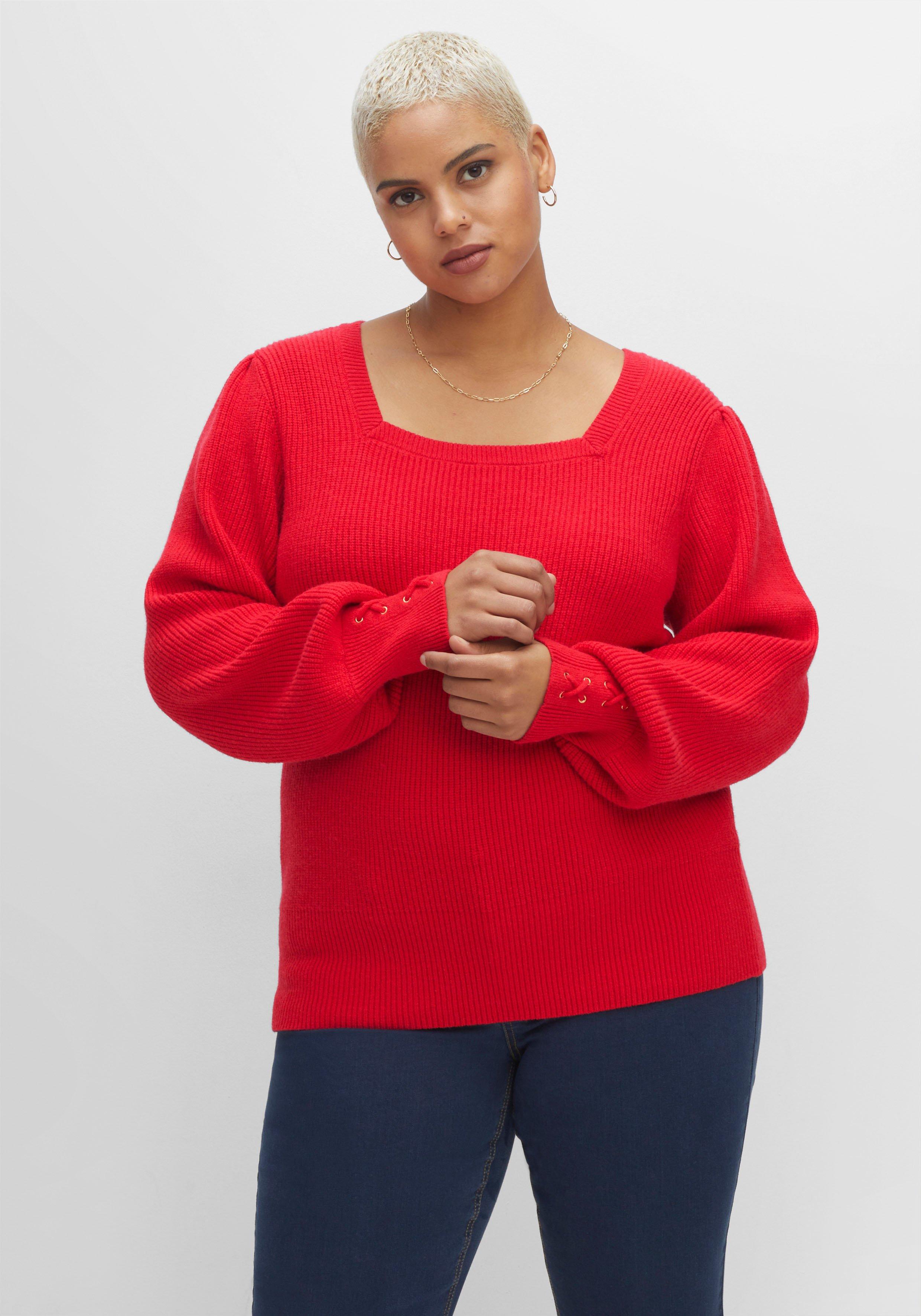 Pullover mit Karree-Ausschnitt und Ballonärmeln