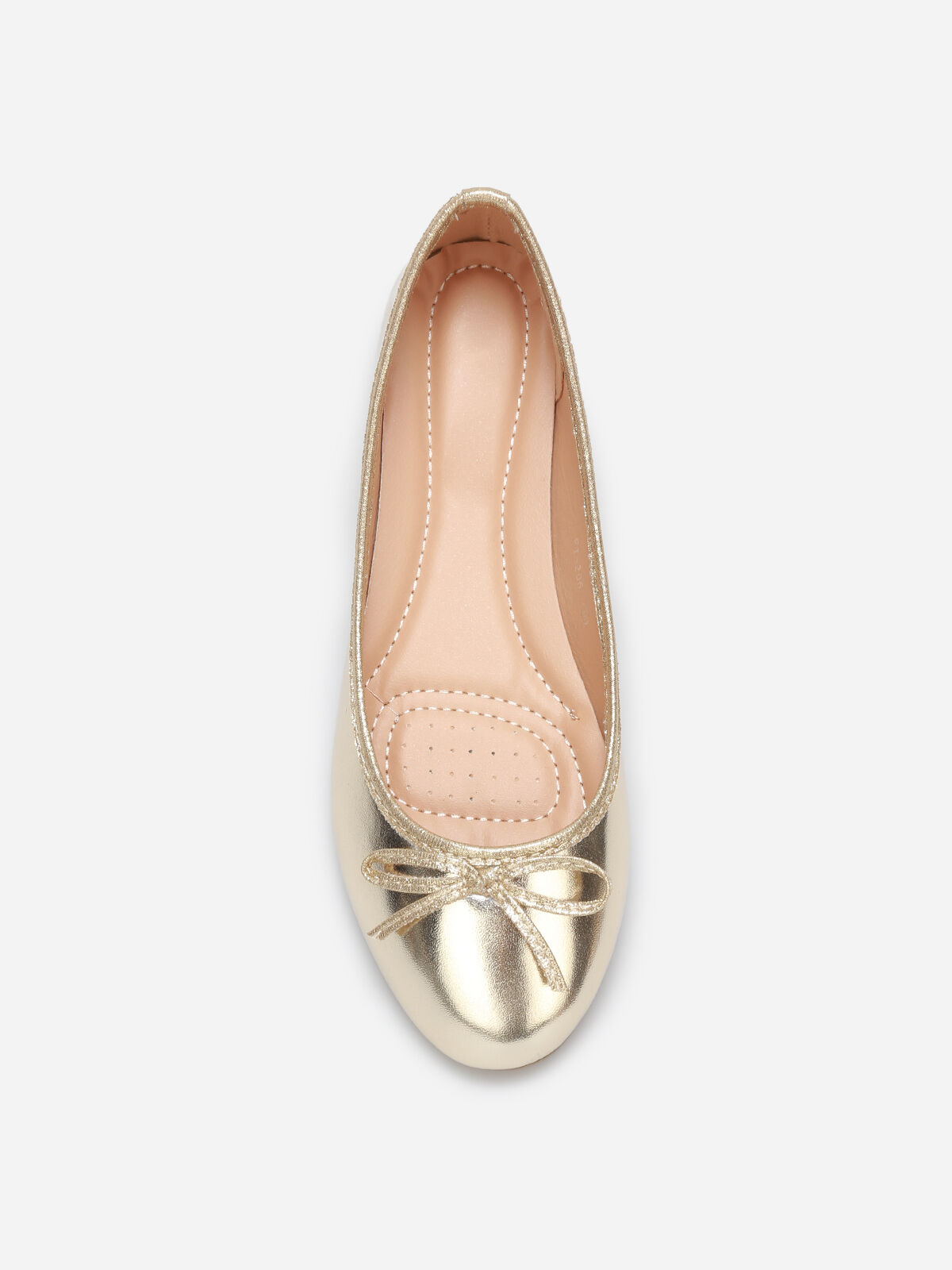 Ballerines à bout rond et nœud- Doré